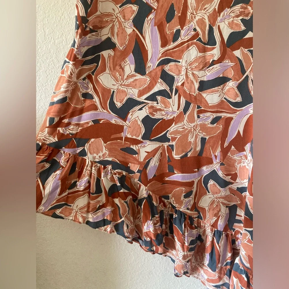 Nine West Skirt Midi Asymmetrical Flowy Floral Lightweight Travel Resort